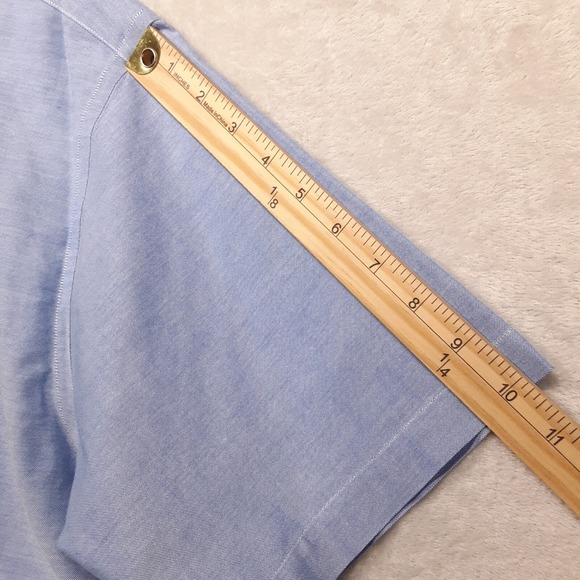 Brooks Brothers 346 Mens Duo Tone Short Sleeve Button Shirt Sz.Large/Light Blue - Picture 8 of 8
